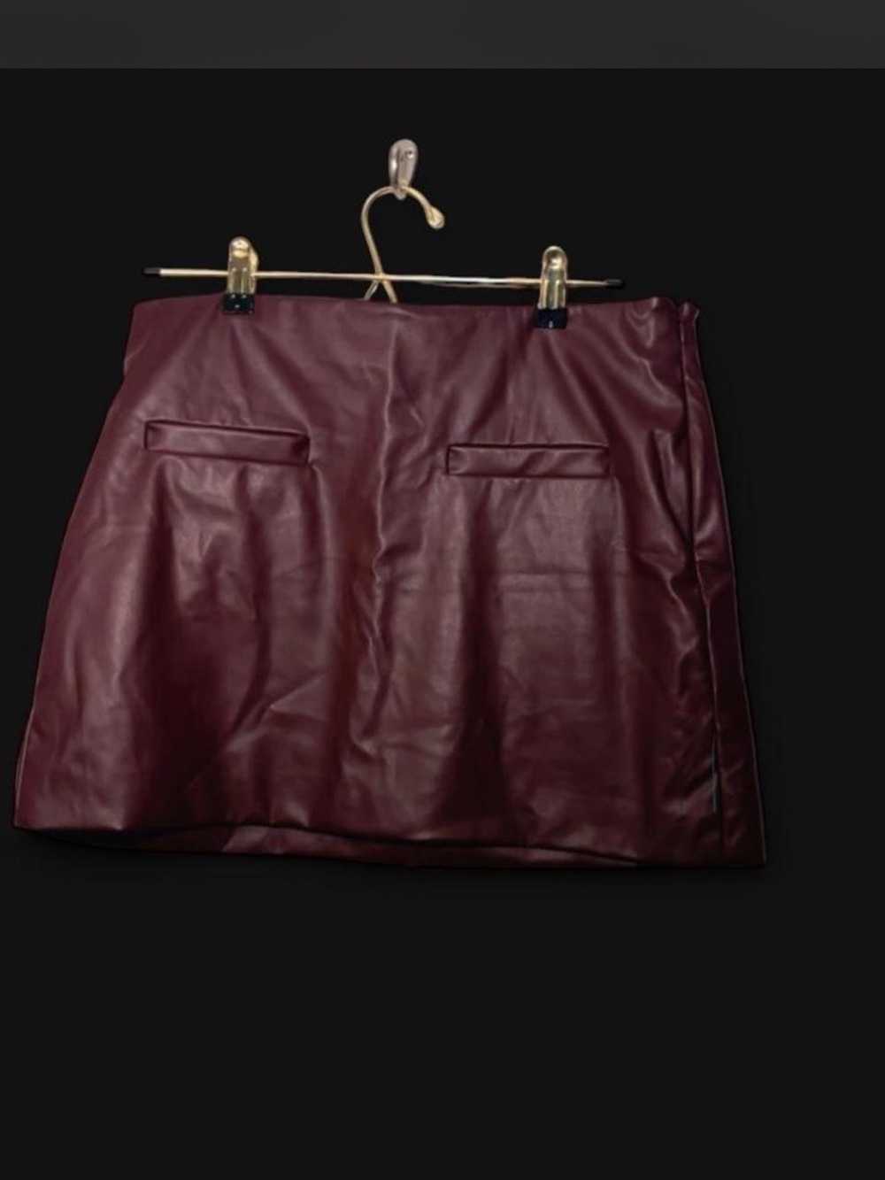 Faux Leather Mini Skirt in Burgundy Wine